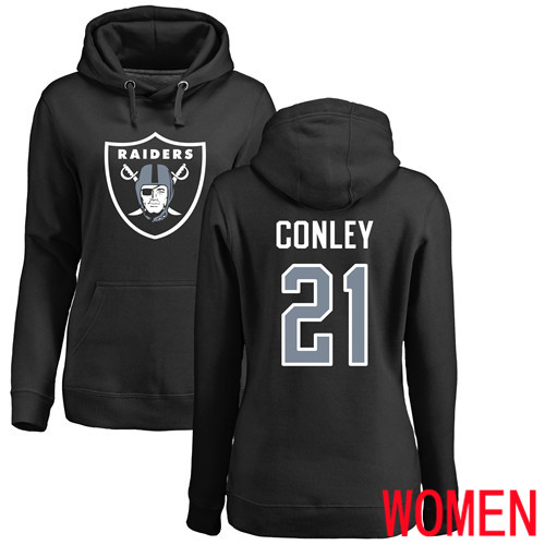 Oakland Raiders Black Women Gareon Conley Name and Number Logo NFL Football #21 Pullover Hoodie Sweatshirts->women nfl jersey->Women Jersey